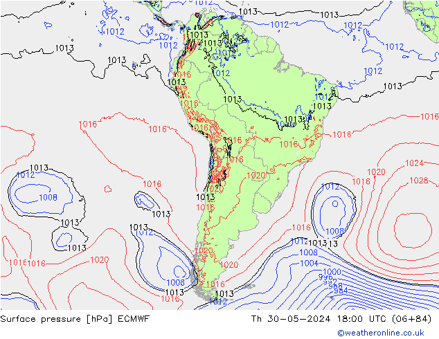 приземное давление ECMWF чт 30.05.2024 18 UTC