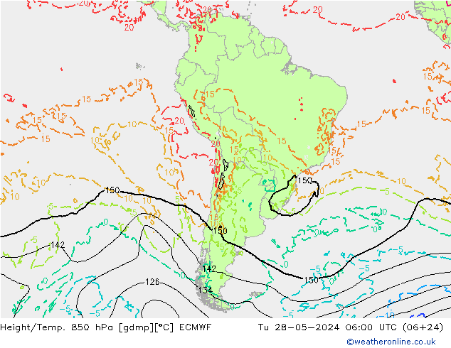 Z500/Yağmur (+YB)/Z850 ECMWF Sa 28.05.2024 06 UTC