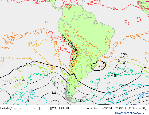 Z500/Rain (+SLP)/Z850 ECMWF Ter 28.05.2024 12 UTC