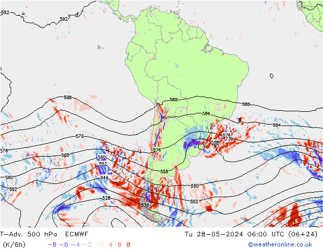 T-Adv. 500 hPa ECMWF Tu 28.05.2024 06 UTC