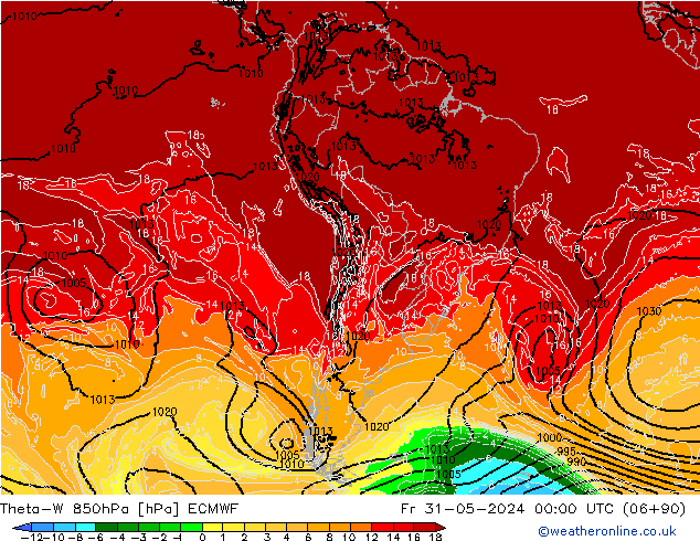 Theta-W 850hPa ECMWF Fr 31.05.2024 00 UTC