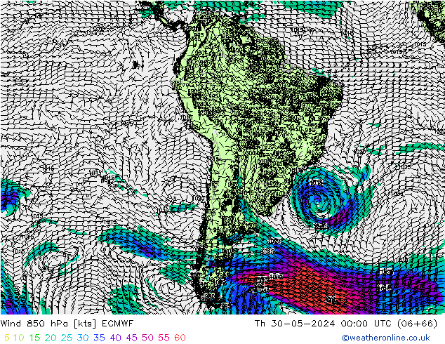 Rüzgar 850 hPa ECMWF Per 30.05.2024 00 UTC