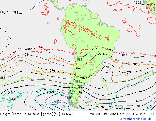 Height/Temp. 500 hPa ECMWF We 29.05.2024 06 UTC