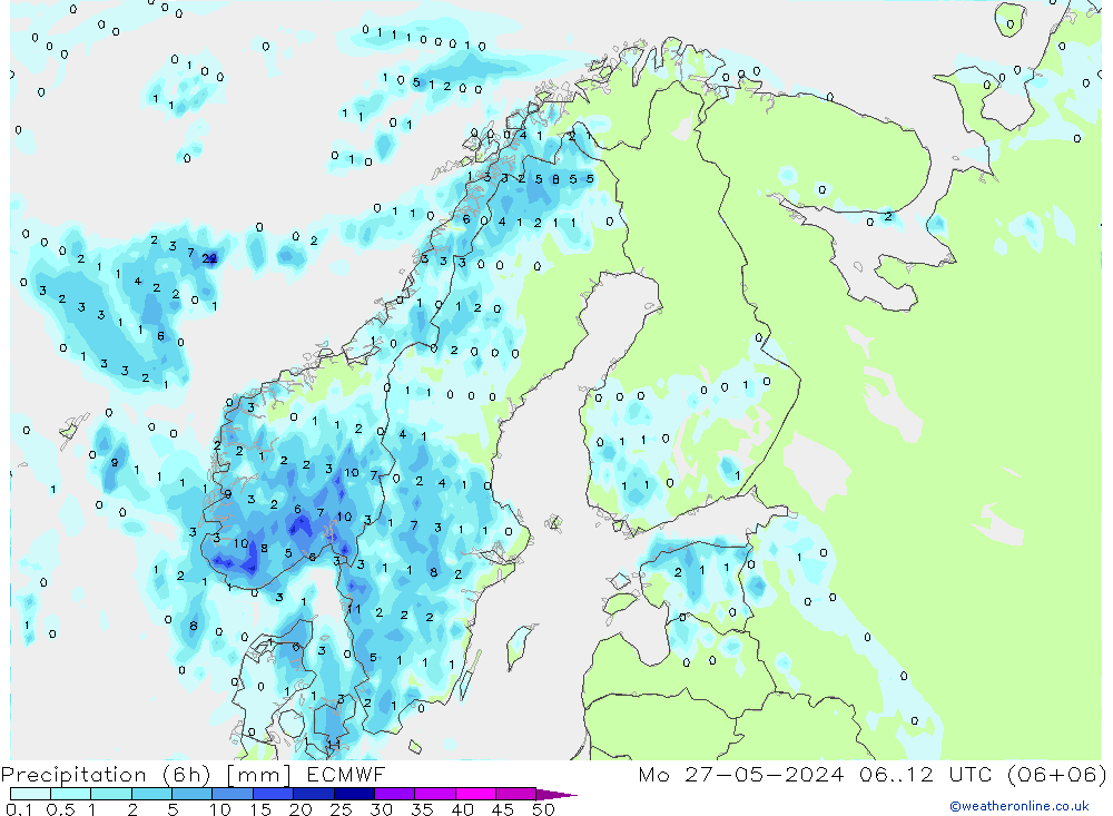 Z500/Rain (+SLP)/Z850 ECMWF lun 27.05.2024 12 UTC