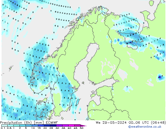 Z500/Yağmur (+YB)/Z850 ECMWF Çar 29.05.2024 06 UTC