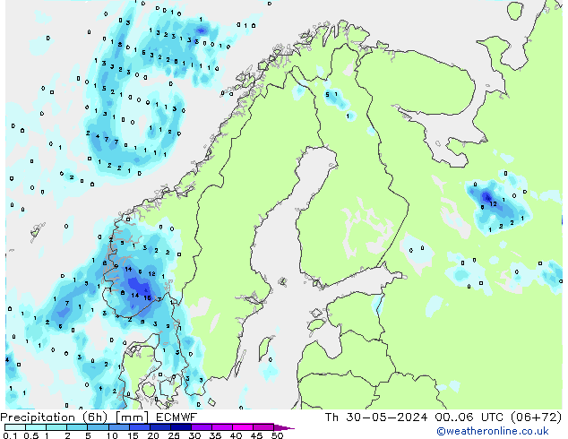 Z500/Rain (+SLP)/Z850 ECMWF Qui 30.05.2024 06 UTC