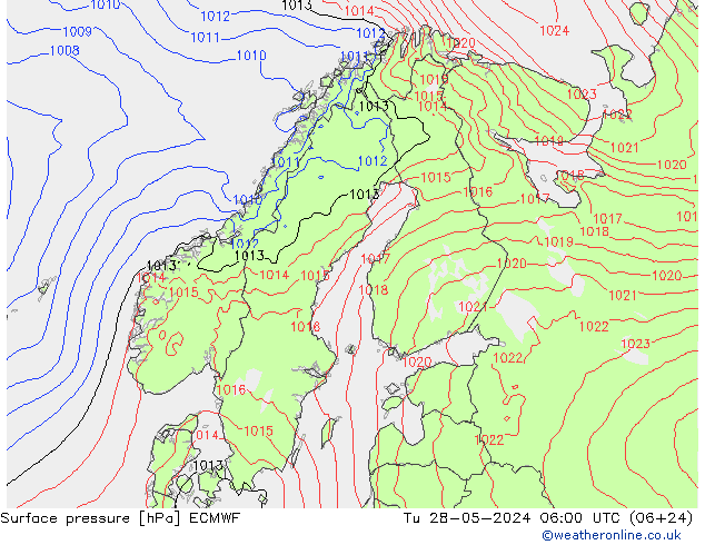 Bodendruck ECMWF Di 28.05.2024 06 UTC