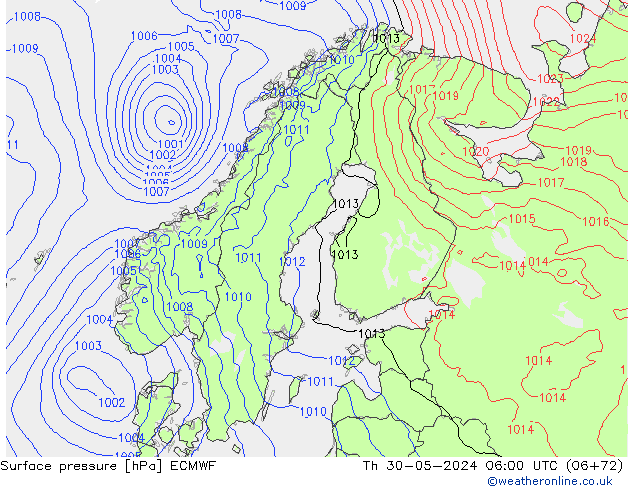 Luchtdruk (Grond) ECMWF do 30.05.2024 06 UTC