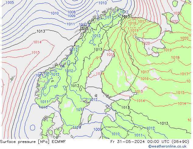 Pressione al suolo ECMWF ven 31.05.2024 00 UTC