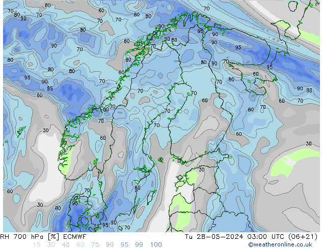 RH 700 hPa ECMWF Ter 28.05.2024 03 UTC