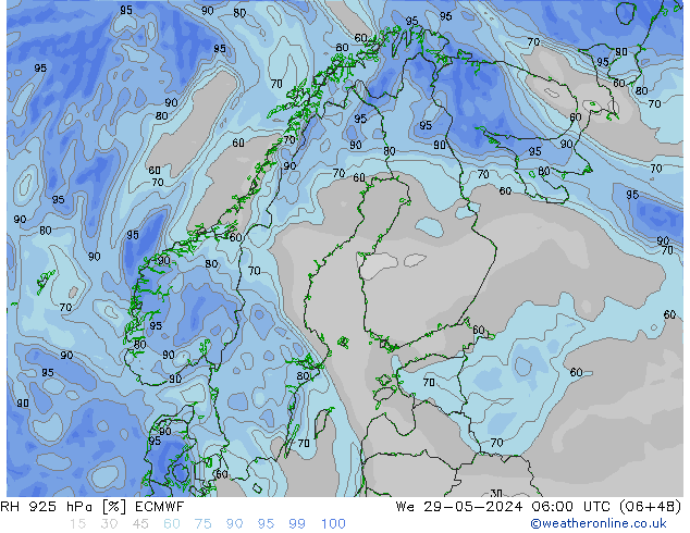 RH 925 hPa ECMWF We 29.05.2024 06 UTC