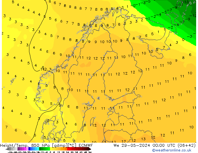 Z500/Rain (+SLP)/Z850 ECMWF St 29.05.2024 00 UTC