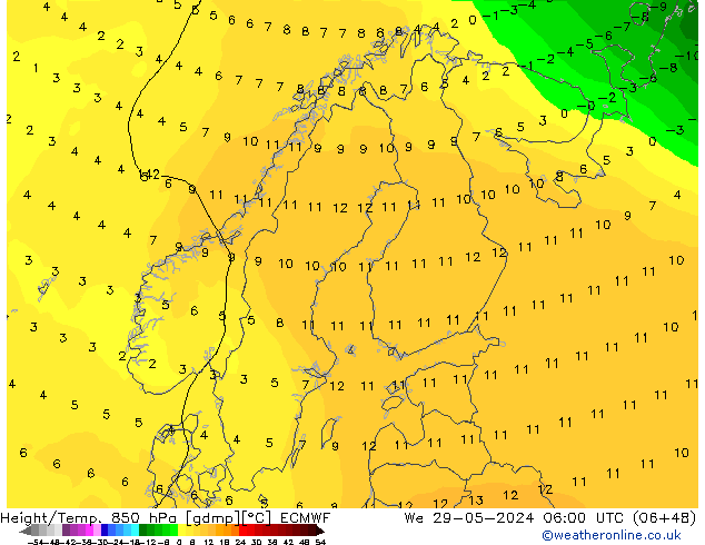 Z500/Yağmur (+YB)/Z850 ECMWF Çar 29.05.2024 06 UTC