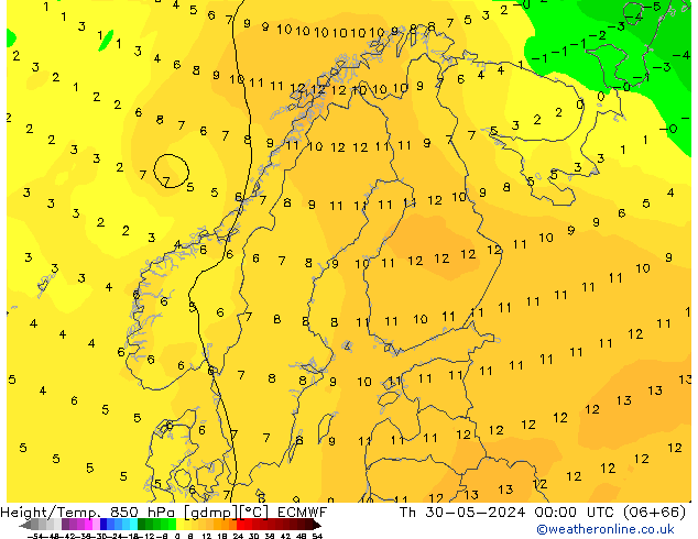 Z500/Rain (+SLP)/Z850 ECMWF Th 30.05.2024 00 UTC