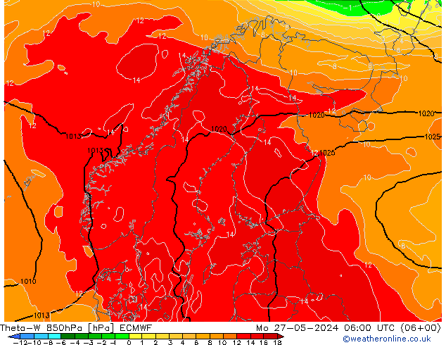 Theta-W 850hPa ECMWF Mo 27.05.2024 06 UTC