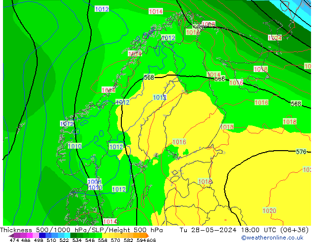 Dikte 500-1000hPa ECMWF di 28.05.2024 18 UTC