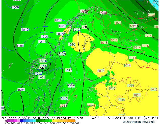 500-1000 hPa Kalınlığı ECMWF Çar 29.05.2024 12 UTC