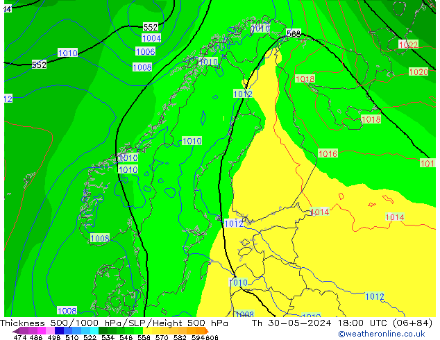 Thck 500-1000hPa ECMWF Th 30.05.2024 18 UTC