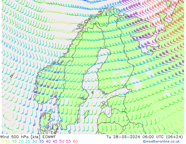 Viento 500 hPa ECMWF mar 28.05.2024 06 UTC