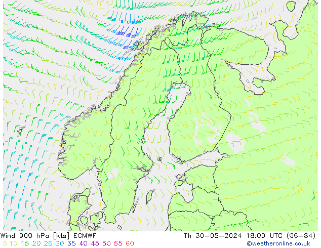 Wind 900 hPa ECMWF Th 30.05.2024 18 UTC