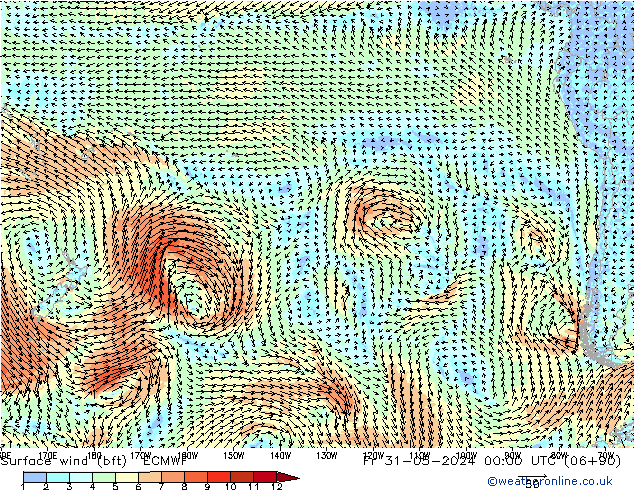  10 m (bft) ECMWF  31.05.2024 00 UTC