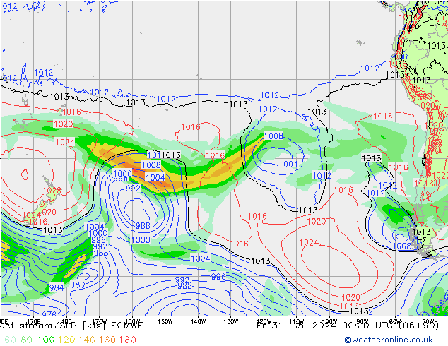 Jet stream/SLP ECMWF Fr 31.05.2024 00 UTC