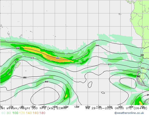 Jet stream/Height 300 hPa ECMWF We 29.05.2024 06 UTC