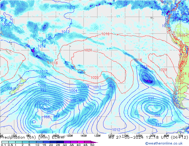 Z500/Rain (+SLP)/Z850 ECMWF lun 27.05.2024 18 UTC