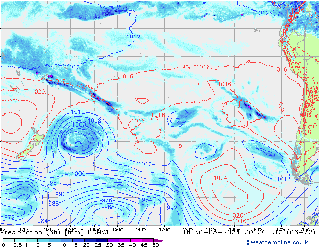 Z500/Rain (+SLP)/Z850 ECMWF gio 30.05.2024 06 UTC