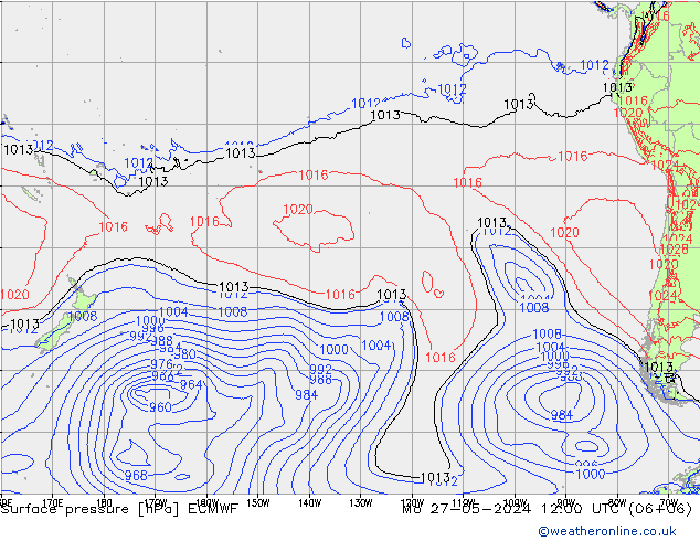 Presión superficial ECMWF lun 27.05.2024 12 UTC