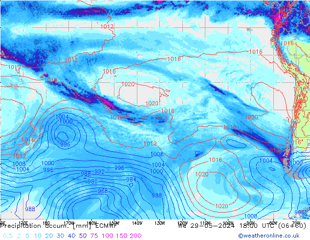 Totale neerslag ECMWF wo 29.05.2024 18 UTC