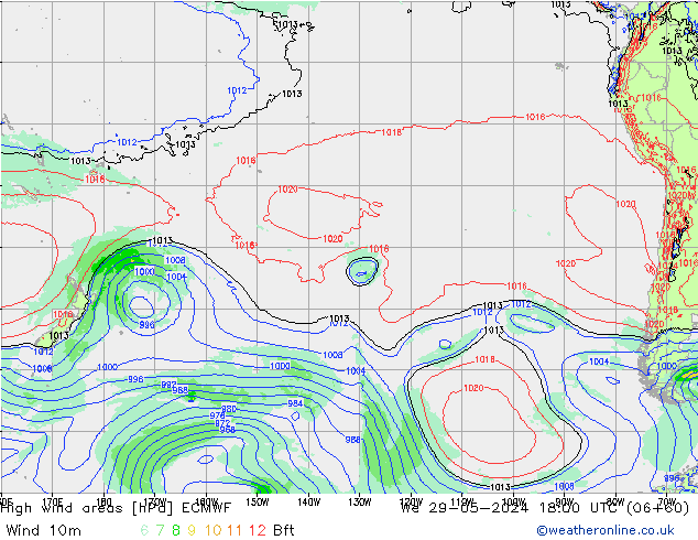 High wind areas ECMWF  29.05.2024 18 UTC