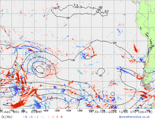 T-Adv. 850 hPa ECMWF Th 30.05.2024 12 UTC