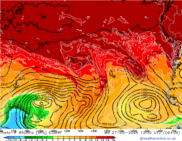 Theta-W 850hPa ECMWF lun 27.05.2024 12 UTC