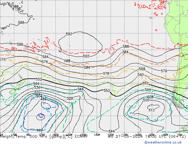 Z500/Rain (+SLP)/Z850 ECMWF lun 27.05.2024 18 UTC