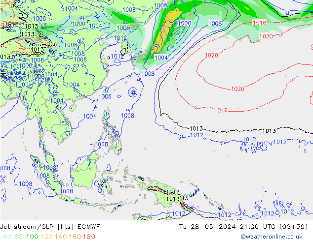 джет/приземное давление ECMWF вт 28.05.2024 21 UTC