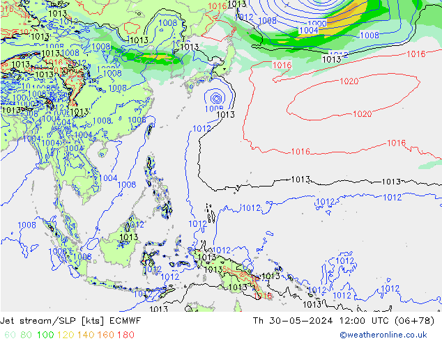 Jet stream/SLP ECMWF Th 30.05.2024 12 UTC