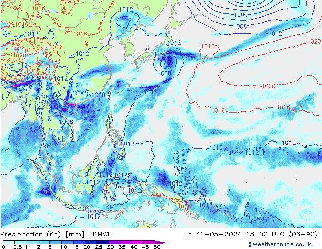 Z500/Rain (+SLP)/Z850 ECMWF  31.05.2024 00 UTC