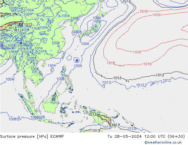 Bodendruck ECMWF Di 28.05.2024 12 UTC