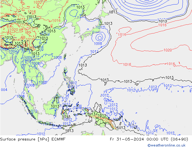 pressão do solo ECMWF Sex 31.05.2024 00 UTC