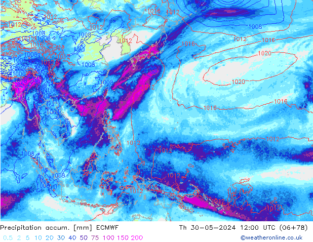 Precipitation accum. ECMWF Th 30.05.2024 12 UTC