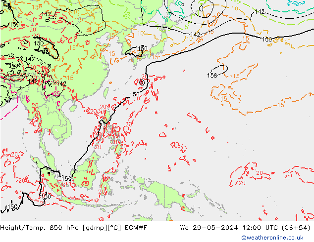 Z500/Regen(+SLP)/Z850 ECMWF wo 29.05.2024 12 UTC