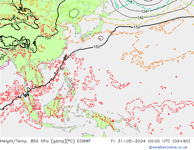 Z500/Yağmur (+YB)/Z850 ECMWF Cu 31.05.2024 00 UTC