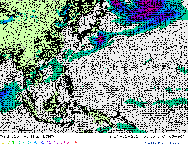 Wind 850 hPa ECMWF Fr 31.05.2024 00 UTC