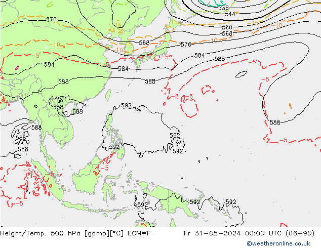 Z500/Rain (+SLP)/Z850 ECMWF  31.05.2024 00 UTC