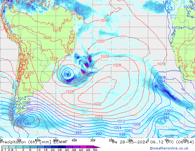 Z500/Regen(+SLP)/Z850 ECMWF wo 29.05.2024 12 UTC