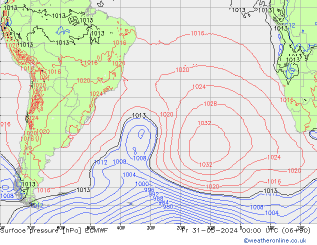 Surface pressure ECMWF Fr 31.05.2024 00 UTC