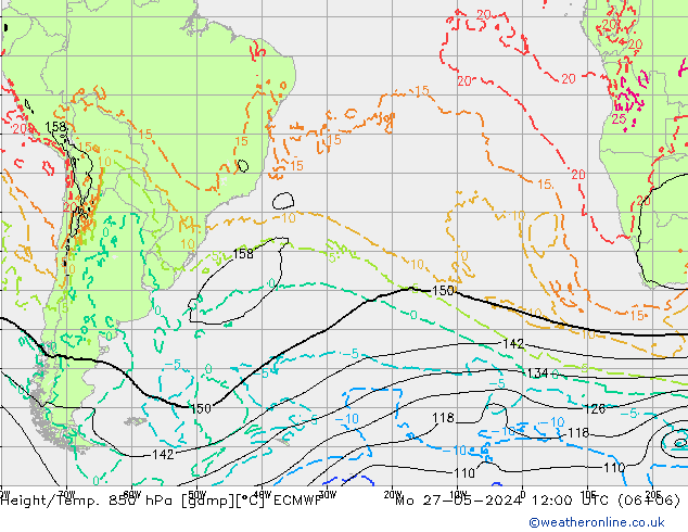 Z500/Rain (+SLP)/Z850 ECMWF Mo 27.05.2024 12 UTC