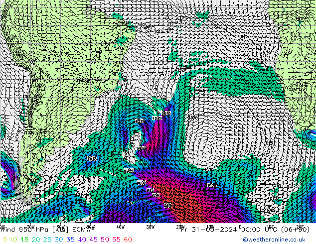 Wind 950 hPa ECMWF vr 31.05.2024 00 UTC