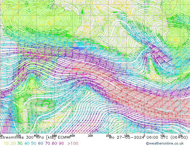 Stromlinien 300 hPa ECMWF Mo 27.05.2024 06 UTC